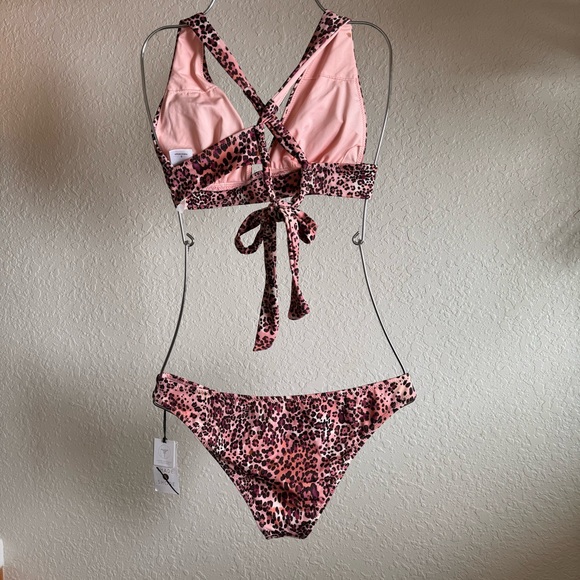 Shade & Shore pink leopard bikini Sz Small - Picture 4 of 7